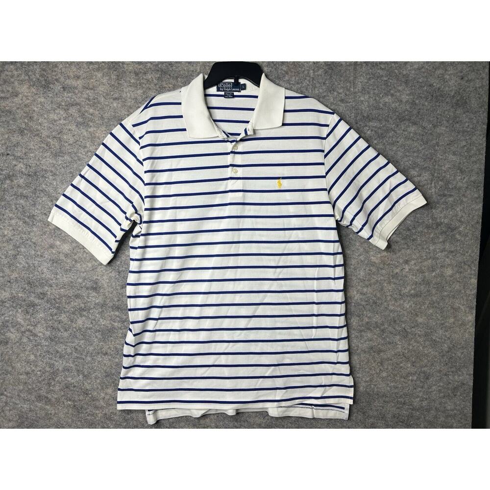 Polo Ralph Lauren Shirt Mens Large White Short Sleeve Polo Pony Rugby Pima Soft
